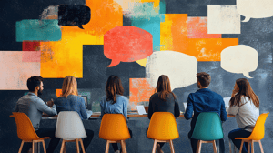 people with speech bubbles