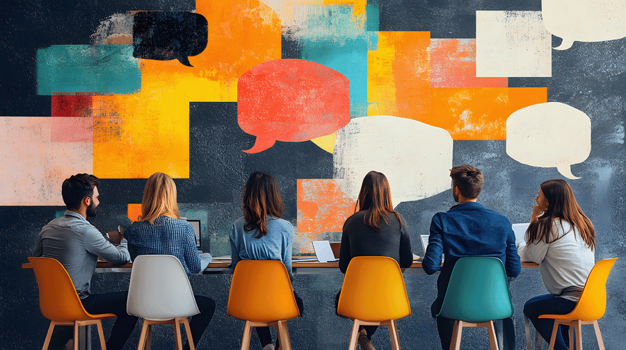 people with speech bubbles