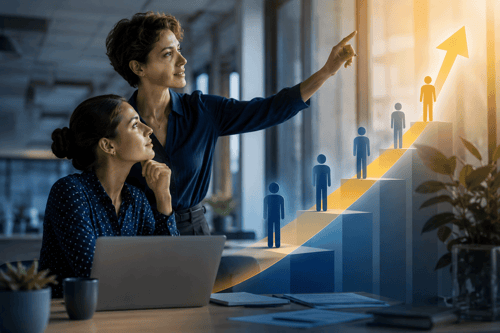 leader showing path in company