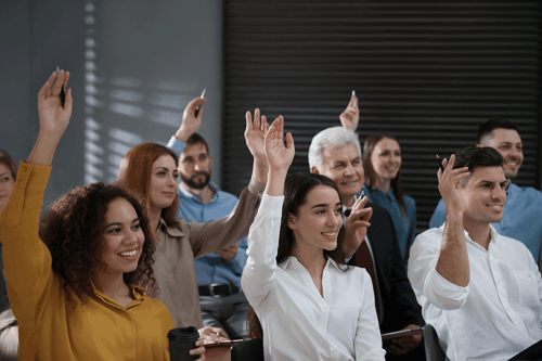 leaders raising hands